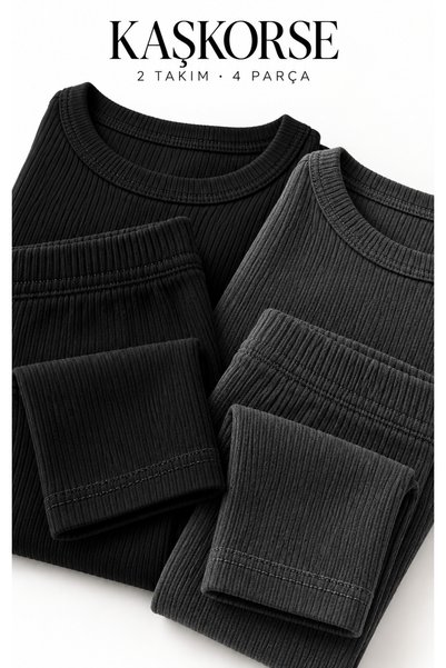 MERUE Unisex kaşkorse Tayt ve Badi İçlik Takımı, Uzun Kollu Bisiklet Yaka Kışlık kaşkorse İç Giyim – 2'Lİ Set, 2 Farklı Renk