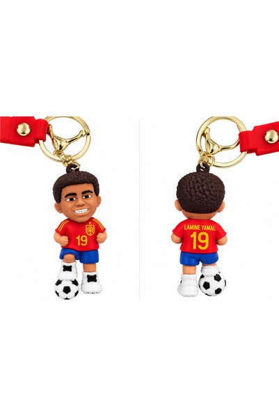 GeoMateX Breloc Fotbal Lamine Yamal, Figurina cu Minge, Tricou Spania Nr. 19,...