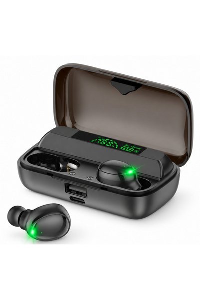 AMAYA ATW-37 Ενδοωτικά Ακουστικά Bluetooth Handsfree με Θήκη Φόρτισης Μαύρα