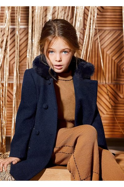 Abel & Lula Girls' Fur-Trimmed Coat