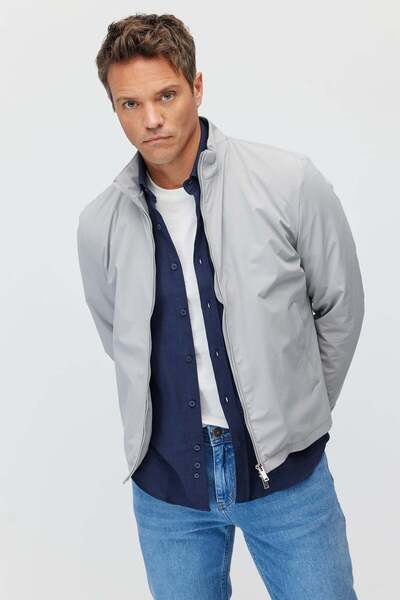 PAULMARK Men's Stand Collar Zipper Coat