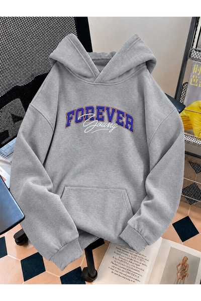 DEEPSENCE Hanorac gri cu glugă FOREVER