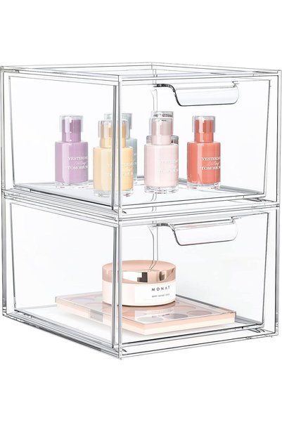 BokSung Stackable Makeup Organizer and Storage, Acrylic Organizers，Clear Plas...