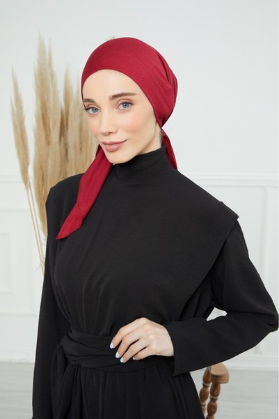 HIJAB VIP توربان قطني ربط من الخلف - مارون