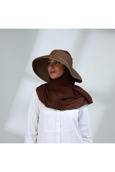 HIJAB VIP طقم نصف قبعة مع طرحة صيفية-بني