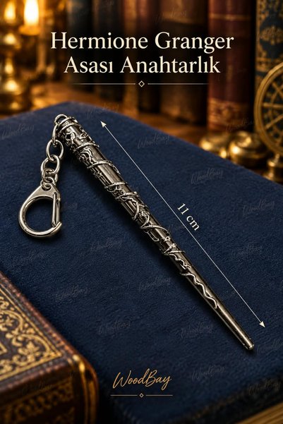 WoodBay Hermione Granger Wand Metal Keychain, 11 cm, with Ivy Pattern, Bag Ac...