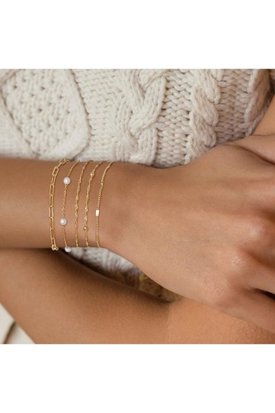 HaveLovely 5-Pack Dainty 14K Gold Plated Stackable Bracelet Set for Women, Th...