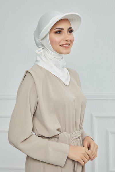 HIJAB VIP Veil with Half Hat Separated - Off White