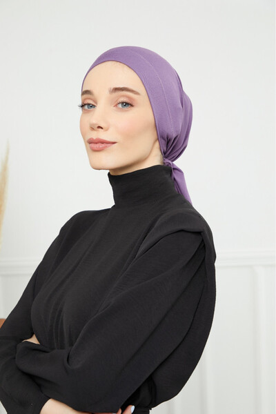 HIJAB VIP توربان قطني ربط من الخلف - بنفسجي