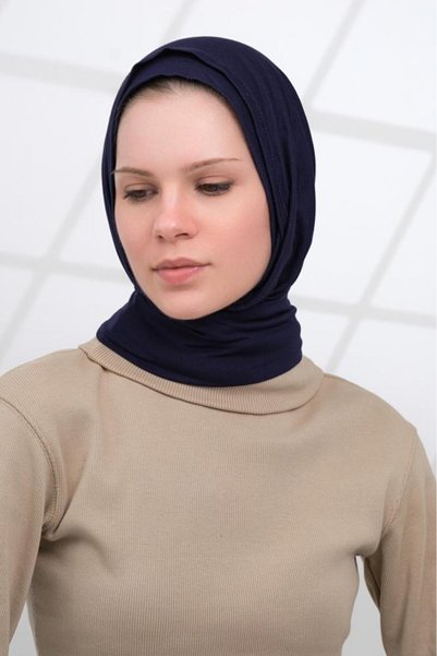 HIJAB VIP حجاب قطن ايطالي مع طقطق من الخلف كحلي