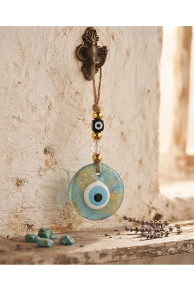 HOŞGÖR ACCESSORIES Beaded Glass Evil Eye Wall & Door Decoration with String, ...