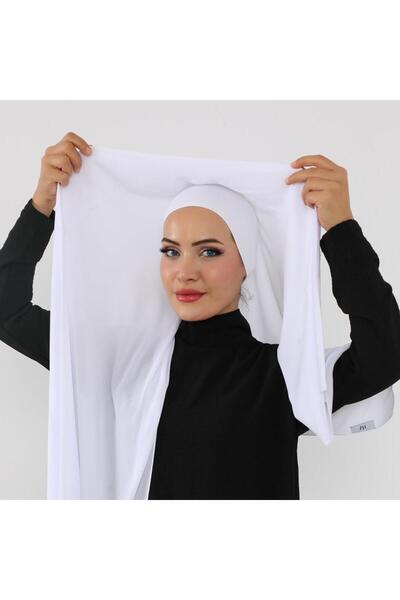 HIJAB VIP Chiffon Hijab with Magnets and Side Cap - White