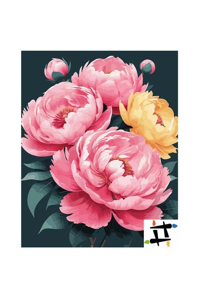 Painting-numbers Set pictura pe numere Bujori regali 7288, panza pe rama lemn...