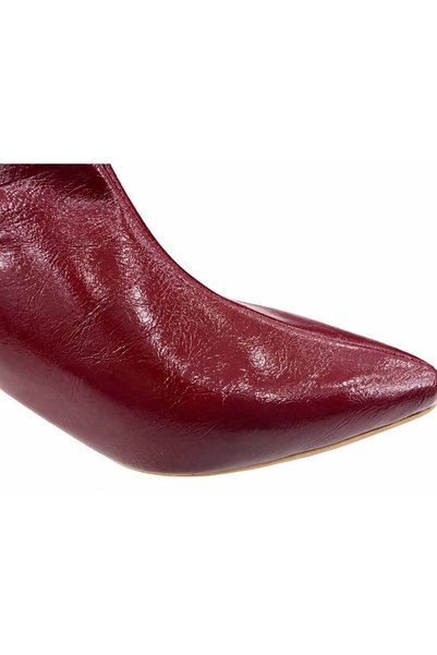 PAPUCUMUN DÜNYASI Women's Patent Leather Pointed-Toe Ankle Boots with Thin, Stiletto Heels