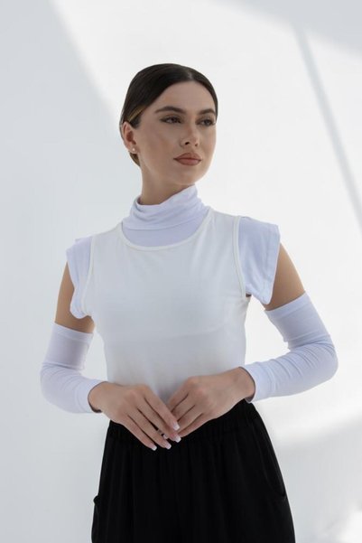 HIJAB VIP Neck and Sleeve Cover Set - White