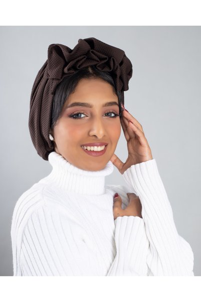 HIJAB VIP توربان قطني قابل للتعديل-بني