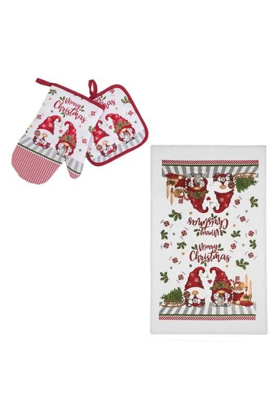 BAMI NETWORK Set manusa si prosop Craciun bumbac rosu alb decor gnome