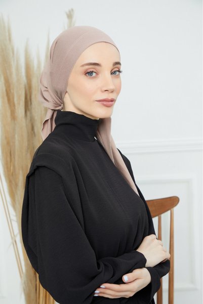 HIJAB VIP Cotton Turban Tie Back - Beige