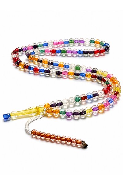 Deniz Elmasları Bonibon 99-Bead Prayer Beads—Multicolored, Transparent, Round...