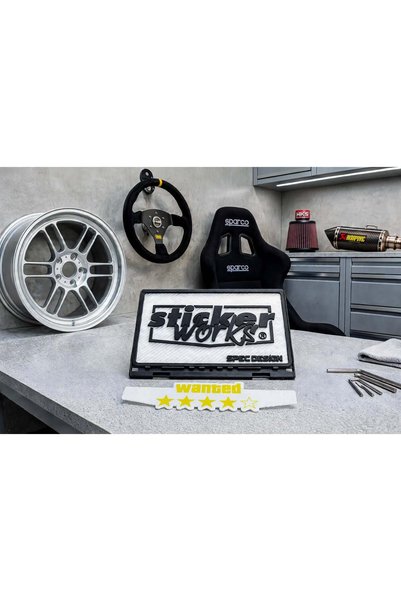Sticker Works Wanted: White-Background License Plate Holder