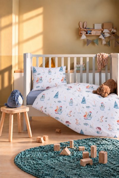 Bebelz 100% Cotton Winter-Themed Baby Duvet Cover Set, 4-Piece Set (100x150)