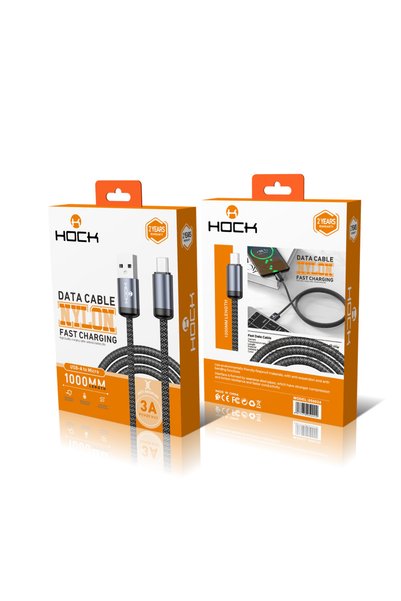 Hock كيبل قماش USB الى Type-C شحن ونقل بيانات عملي للاستخدام اليومي