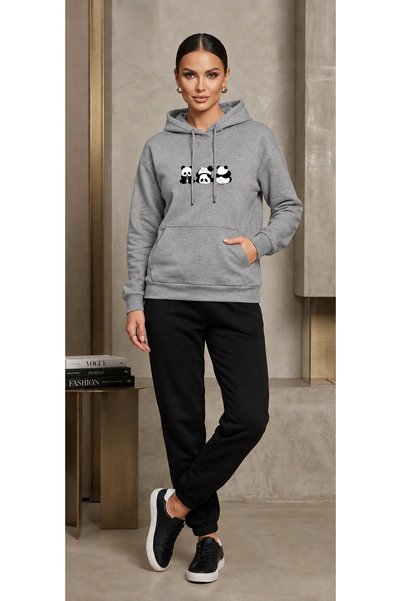 clothes 33 بدلة رياضية موسمية مكونة من 3 قطع، بتصميم باندا مطبوع، مع غطاء للر...