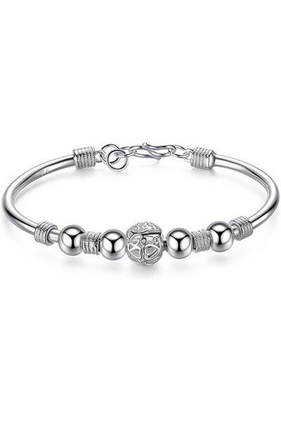 KASTWAVE 925 Sterling Silver Bead Spinner Bangle Bracelet, 925 Sterling Silve...