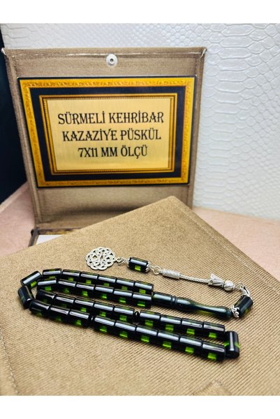 TTS TÜRK TESBİH SANATI SÜRMELİ ATEŞ AMBER BOX SET PRAYER BEADS