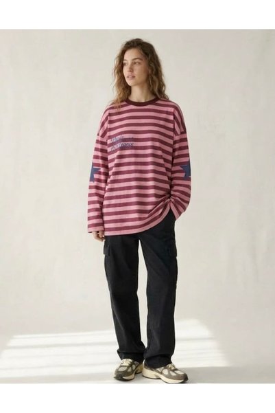 Marka Giyim Long Sweatshirt with Striped Print