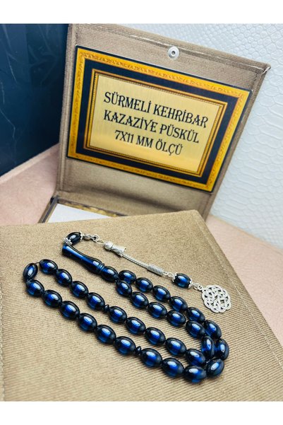 TTS TÜRK TESBİH SANATI SET DE ROZARIU CU PIETRE DE AMBRĂ ȘI FOC DE SÜRMELİ ÎN...
