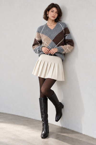 Lavinza Women's V-Neck Sweater with Diamond Pattern