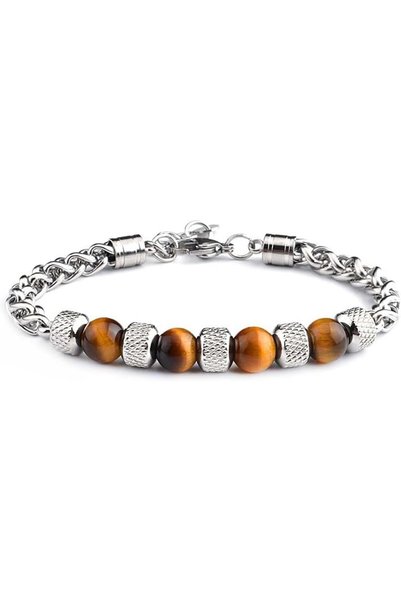 NALACAL Tiger Eye Bracelets for Men, Adjustable Mens Beaded Bracelet Stainles...