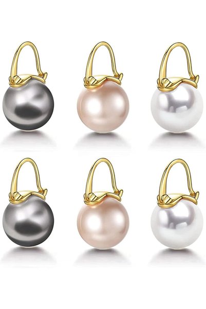 GENERAL 925 Sterling Silver Pearl Earrings Hypoallergenic Pearl Drop Earrings...