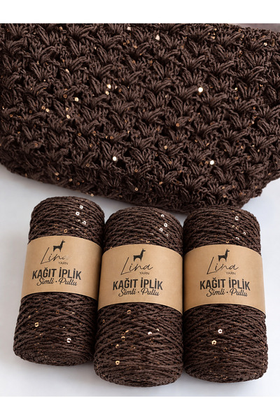 Lina Yarn SİMLİ PULLU KAĞIT İP ( 3 ADET ) yumuşatılmış özellikli 200 gr çanta...