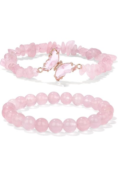 GENERAL Amethyst Bracelet For Women Anxiety Amethyst Beaded Bracelets Butterf...