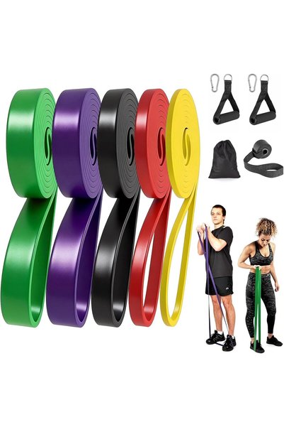 SYOSI Resistance Bands for Home Workouts, Pull Up Exercise Bands Set with 5 L...