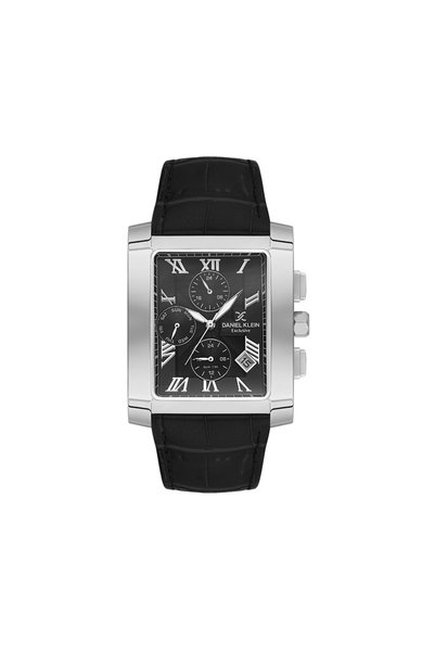 Daniel Klein Exclusive Black Leather Watch for Men DK.1.14249-2