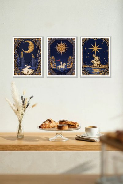 Nod Set de 3 tablouri din MDF cu motiv Tarot, cu aspect de ramă, 30x40 cm, de...