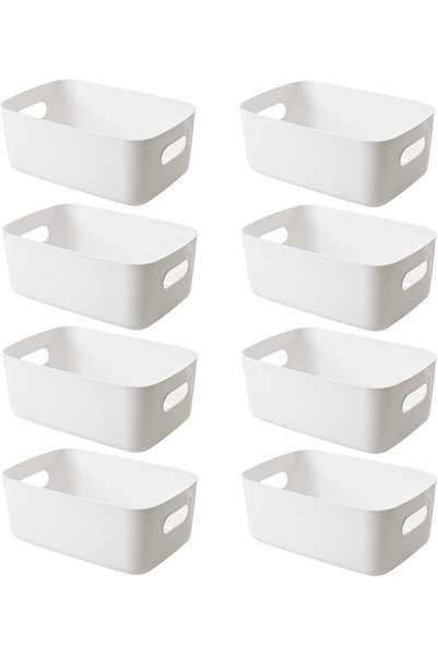 Tiokkss Small Storage Bin, Durable Storage Basket Cabinet Organizer, Pack of 8