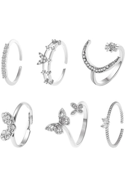 OriTi 6pcs Open Adjustable Rings Stacking Ring Stackable Finger Rings for Wom...