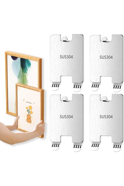 Generic Self-Adhesive Metal Picture Hooks, 4 Pack for Sawtooth Hangers for Fr...
