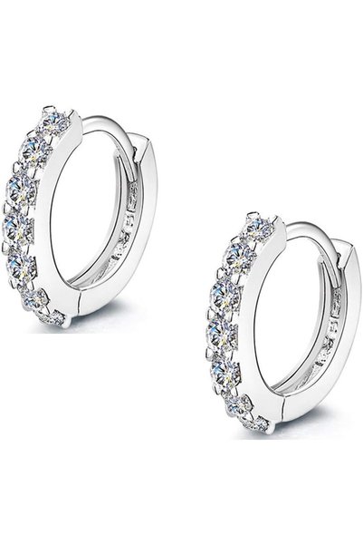 ASKIND 925 Sterling Silver Hoop Earrings Cubic Zirconia Cartilage Earring for...