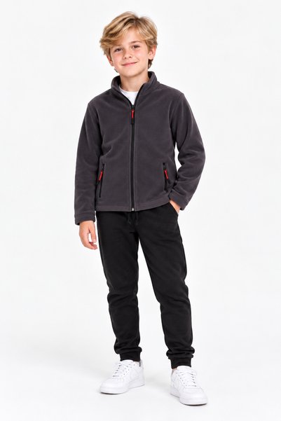 monox Unisex Fleece Jacket for Kids with Elastic Cuffs, Zippered Pocket, and ...