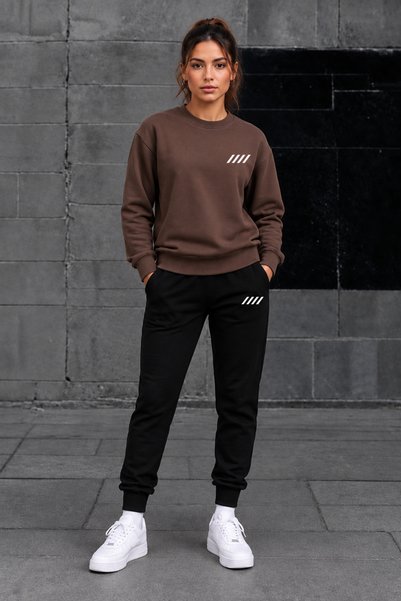 clothes 33 ZERO-NECK BRUSHED INSIDE TRACKSUIT, SEASONAL, 4-STRIPE PRINT, WOME...