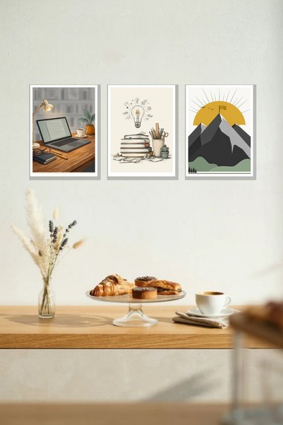 Nod Set de 3 tablouri din MDF cu aspect de ramă, pentru birou, 30x40 cm, deco...