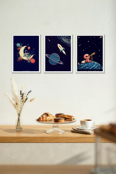Nod لوحة فنية من خشب MDF مقاس 30x40 سم، بتصميم إطار يصور رائد فضاء، مجموعة دي...