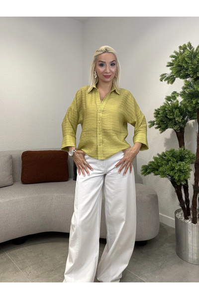 ONFASHİON قميص أنيق بياقة على شكل حرف V وأكمام قصيرة، موديل 74482.