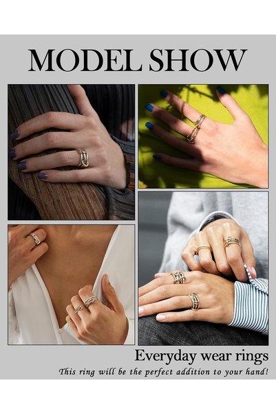 HaveLovely Gold Rings for Women, Stackable Rings 18K Gold Plated Interlocking...