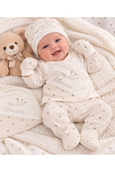 SERPİL Bebe Newborn Girl "My Princess" 10-Piece Hospital Discharge Set – Crow...
